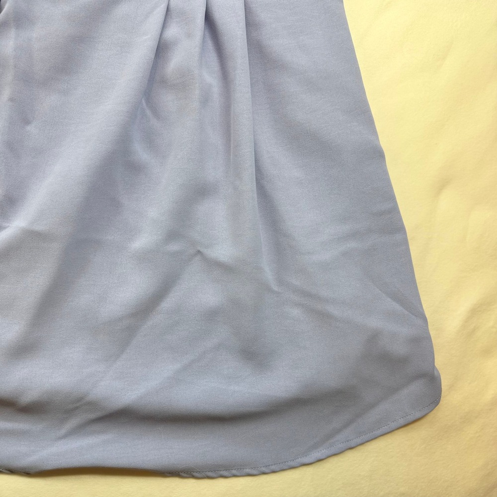 Entro Periwinkle Blue Button Down Pintuck Waist Mini Shirt Dress Short Sleeve L - Picture 2 of 16